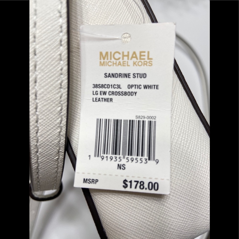 NEW Michael Kors Stud Crossbody Leather Bag White - Picture 5 of 10